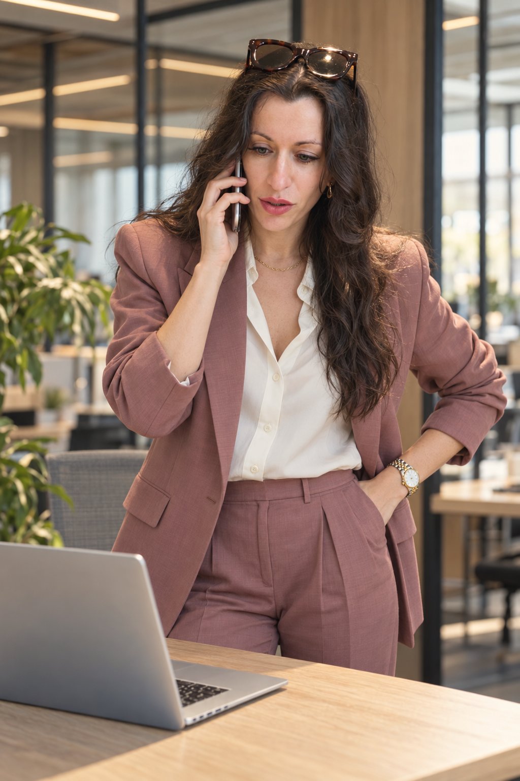 Lana Kombarova on a call at her laptop